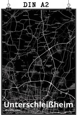 Produktbild von Mr. & Mrs. Panda Bild Unterschleißheim DIN A2 - Geschenk, Plakat, drucke, Stadt, Dorf Karte Landkarte Map Stadtplan, kunstdruck poster, Wandbild, wanddeko