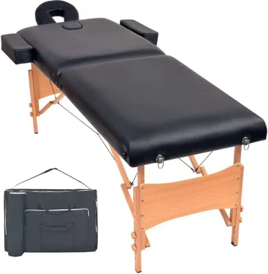 Image de Table de massage pliable à 2 zones 10 cm d'épaisseur Noir