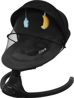 Produktbild von Deryan Babywippe Elektrische Babyschaukel mit Bluetooth-Funktion, Fernbedienung und verschiedene Funktionen (Grau/Schwarz)
