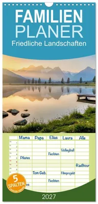 Produktbild von Familienplaner 2027 - Friedliche Landschaften mit 5 Spalten (Wandkalender, 21 x 45 cm) CALVENDO