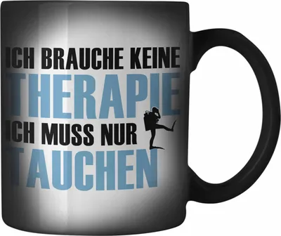 Produktbild von Trendation - Taucher Farbwechsel Zauber-Tasse Geschenk Karabiner Farbwechsel Zauber-Tasse Edelstahl Geschenkidee Männer Tauchen Evolution Grafik Tauchlehrer Tauchsportler Becher Profitaucher (Schwarz)