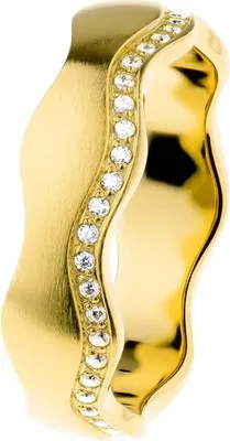 Produktbild von Ring 62 - Edelstahl - evia Welle - Zirkonia - gelb