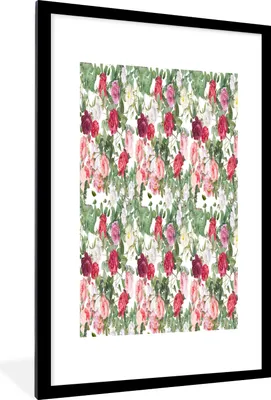 Produktbild von MuchoWow® MuchoWow® Gerahmtes Poster Pfingstrose - Blumen - Farben - Rosen 60x90 cm - Poster mit zchwarzem Bilderrahmen - Dekoration - Wandposter Wohnzimmer - Hochwertig