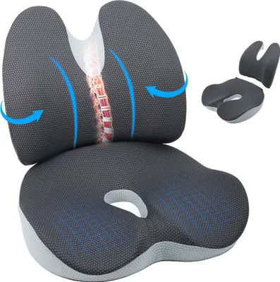 Obrázok produktu pre Vankúš na stoličku, ergonomická pamäťová pena, bedrová opierka, čierny, čierna