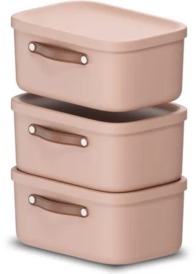 Produktbild von Rotho Aufbewahrungsbox 3er-Set 12L Maloja - Kunststoffbox 39,5 x 23,5 x 17,7 cm - Box mit Deckel - Stapelbox sicher verschließbar - Plastikbox