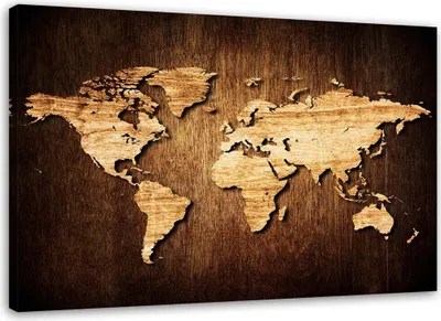Produktbild von Leinwandbild alte weltkarte 60x40 cm Feeby braun wandbild bereit zum aufhängen