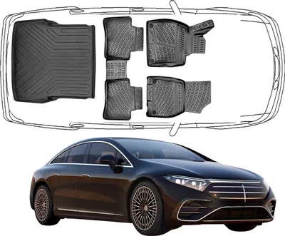 Produktbild von 3D Fußmatten & Kofferraumwanne Auto Set Kompatibel mit Mercedes-Benz EQS Sedan V297 2021 - 2025