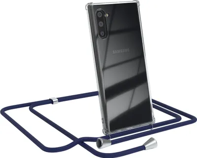 Produktbild von EAZY CASE Handykette kompatibel mit Samsung Galaxy Note 10, Handyhülle mit Umhängeband, Handykordel, Schutzhülle Clear, Band in Blau