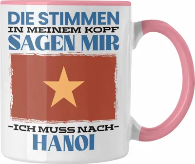 Produktbild von Trendation - Hanoi Tasse Urlaub Heimat Geschenk Spruch Vietnam Geschenkidee (Rosa)