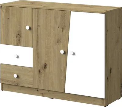 Image de Minio, Commode, Sideboard "Nantes" 120 cm, Chêne Artisan/Blanc Mat Couleur