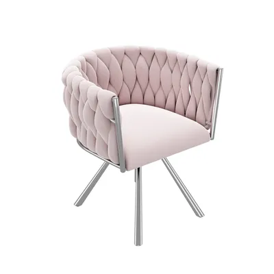Produktbild von STILVORA Drehstuhl mit Stützbeine aus Metall,Polsterstuhl Schminkstuhl um 360°-Drehbar aus Samtstoff,rosa