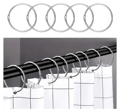 Produktbild von 24 Duschvorhangringe aus Metall, rostfrei, für Badezimmer, dekorative Haken für Duschvorhänge und Stangen