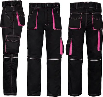 Produktbild von NIZO H GR. 134 Hose für Kinder Mädchenhose Kinderhose Arbeitshose Schutzhose Mädchen Gartenhose SCHWARZ PINK Freizeithose Hose