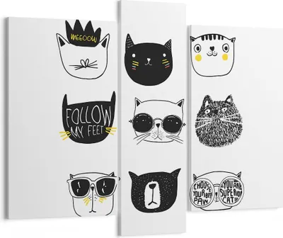 Produktbild von Bild auf Leinwand - Leinwandbild - Katze Haustier Tiere Illustration - 95x80cm - Wand Bild - Wanddeko - Leinwanddruck - Bilder - Kunstdruck - Leinwand bilder - Wandkunst - CB95x80-2847
