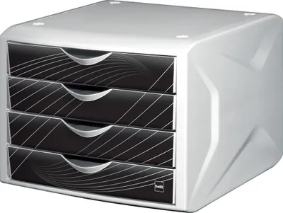 Produktbild von helit Schubladenbox Chameleon 4 Schübe Nachbildung black king