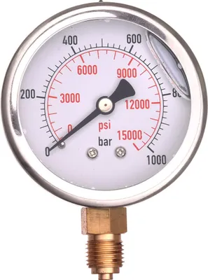 Immagine prodotto di Manometro, 0-1000 bar con attacco inferiore da 1/4" (con smorzamento della glicerina)