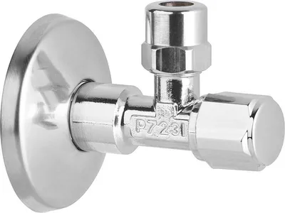 Produktbild von Eckventil 1/2 Zoll DN15 selbstdichtend Abdeckrosette Messing verchromt Regulierventil