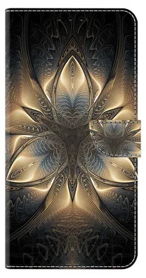 A close-up view of a phone case with a fractal pattern.