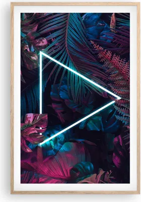 Produktbild von Gerahmtes Poster - Rahmen in heller Eiche - Leuchtend Dreieck Blätter - 61x91,5 cm - Wand Bild - Wanddeko - Wandbilder - Kunstposter - Wandposter - Bilderrahmen - Bilder - Kunstdruck - P2NPA61x91-4563