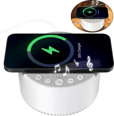 Produktbild von 4-in-1-Weißrauschgenerator mit Bluetooth – Handyhalterung + 6 beruhigende Klangeffekte, 3 Timer-Modi. Ideal für Zuhause und unterwegs.