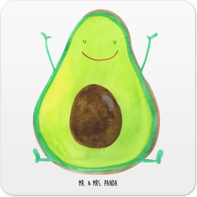 Produktbild von Mr. & Mrs. Panda Tassenuntersetzer Avocado Glücklich 15er Set - Weiß - Geschenk, Glas-Untersetzer, Frucht, Getränke-Untersetzer, Chaos, Untersetzer Gläser, Freude, für