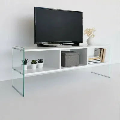 Image de Winifred - Meuble TV, 120x35x45h cm Blanc, 2 Étagères