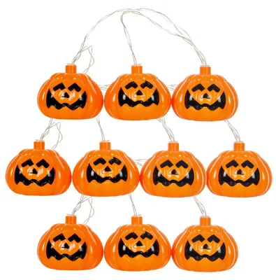 Produktbild von Kürbis Lichterkette mit 10 LEDs 180 cm als Halloweendekoration, KI-generiertes Bild