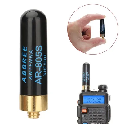 Zdjęcie produktu dla Anteny Baofeng AR-805S, dwupasmowe VHF/UHF (144/430 MHz) do urządzeń radiowych, kompatybilne z markami: Baofeng, Quansheng, Kenwood, Puxing, HYT, TYT, Linton, Weirwei, Wouxun, czarne, o długości 5 cm