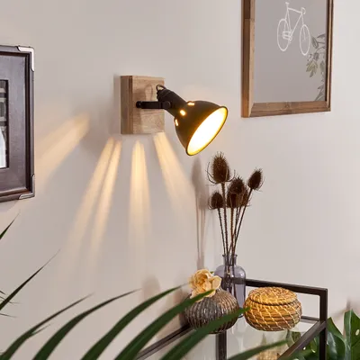 Produktbild von Arazane »Arazane« Wandlampe aus Metall in schwarz-gold und Holz