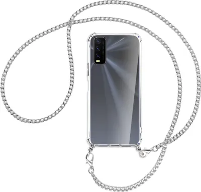 Produktbild von Handykette Backcover-Schutzhülle mit Band (Metall silberfarben) für vivo Y20s / Y11s - silberfarbene Kette