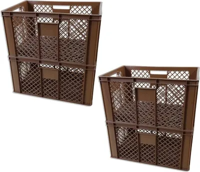 Produktbild von 4x Bäckerkiste Brötchenbox Brotbehälter Konditorenbox Stapelbox Gitterbox EURO-Norm 32 cm braun (4x BK 32 braun)