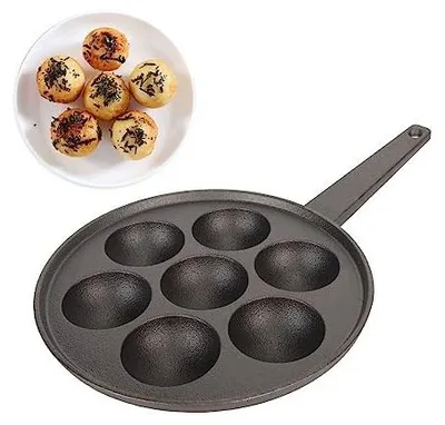 Zdjęcie produktu dla Patelnia takoyaki żeliwna 7 otworów 5 cm nieprzywierająca do gotowania