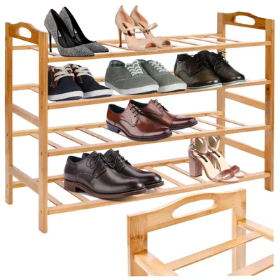 Image de Étagère à chaussures en bambou Neria, avec 4 niveaux