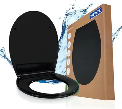 Obrázok produktu pre Čierne WC sedadlo s pomalým sklopením a uchytením Fix-Clip