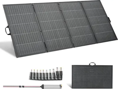 Immagine prodotto di Pannello solare pieghevole - Modulo solare da 400 W con telaio - Monocristallino di tipo N 16BB - Efficienza del 24% - Grado di protezione IP67 - Uscita MC4 - Adattatore CC 10 in 1 - Per stazioni di ricarica e campeggio