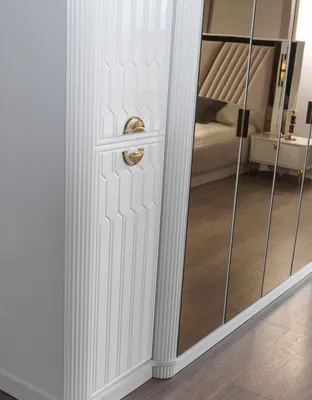 Produktbild von Schlafzimmer Möbel Holz Schrank Kleiderschrank Stil Modern Weiß Neu