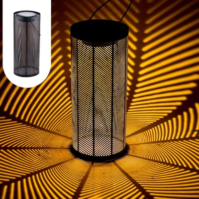 Produktbild von Marrakesch Solarlaterne für außen mit Henkel aus Metall 30cm Groß | Skandinavische Outdoor Solar LED Laterne Bamba Schwarz IP65 Wasserdicht als Gartendeko Deko