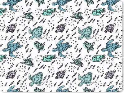 Produktbild von MuchoWow® Mauspad Mousepad Muster - Schildkröte - Fisch 40x30 cm - Mousepads - Maus Mat - Pad - Mausunterlage - Anti Rutsch