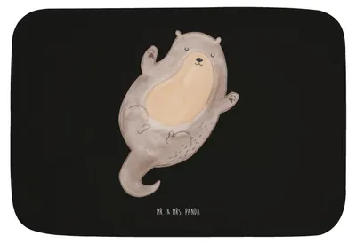 Produktbild von Mr. & Mrs. Panda Badvorleger Otter Umarmen - Schwarz - Geschenk, Badezimmer Matte, gut Gelaunt, Badteppich, Badematte, glücklich, Badezimmerteppich, Optimistisch, Hallo