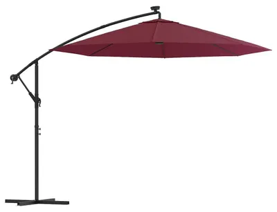 Zdjęcie produktu dla vidaXL Parasol oświetleniowy z oświetleniem LED i stalową rurą w kolorze czerwonego wina