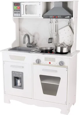Immagine prodotto di 4iQ Play kitchen Cucina da gioco in legno per bambini MiniKitchenPlay 65x30x90 cm con accessori