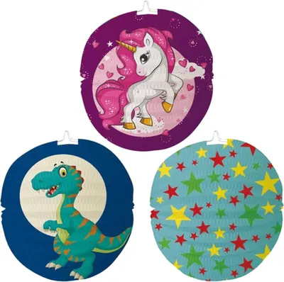 Produktbild von com-four® 3x Laterne mit bunten Motiven - Papierlaterne für Sankt Martin und Halloween - Martinslaterne für Kinder [Auswahl variiert]