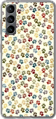 Produktbild von MuchoWow® Handyhülle Schutzhülle Hülle für Telefoonhoesje Samsung Galaxy S21 Muster - Hund - Pfoten - Jungen - Mädchen - Kinder - Kind Silikon Softcase Handy Hülle - Softcase