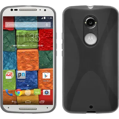Produktbild von PhoneNatic Case kompatibel mit Motorola Moto X 2014 2. Gen. - grau Silikon Hülle X-Style + 2 Schutzfolien