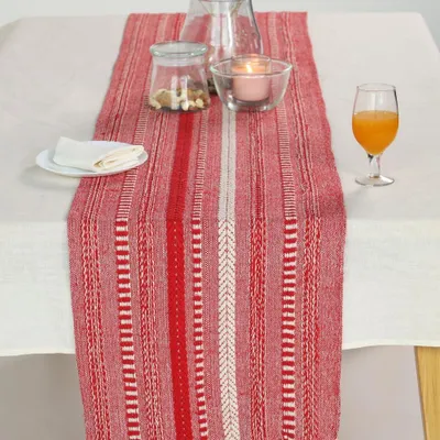 Imagen del producto de Mantel individual de algodón, 35 x 274 cm, con flecos, para la mesa de comedor