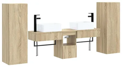 Immagine prodotto di Set di mobili da bagno, 5 pezzi, effetto legno Sonoma, 33 x 34,5 x 100 cm