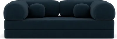Image de Lisa Design Nebula - Canapé 3 places convertible en velours texturé , Bleu