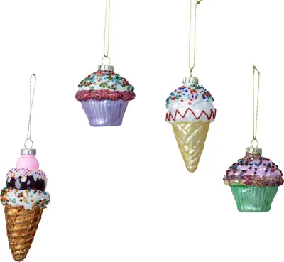 Produktbild von Weihnachtsanhänger 4 Stück Glas Muffin und Eis