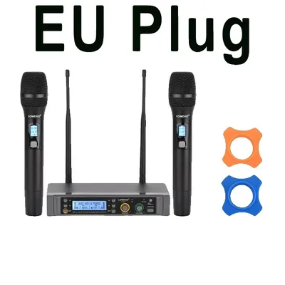 Immagine prodotto di Sistema microfonico wireless, doppio canale, dispositivo portatile professionale, spina UE 500MHz
