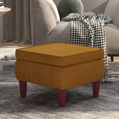 Immagine prodotto di The Living Store Sgabello con gambe in legno in velluto marrone